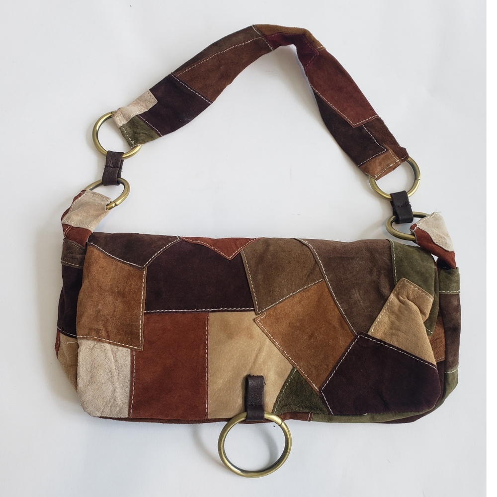 Vintage look 1970s Patchwork Suede Purse